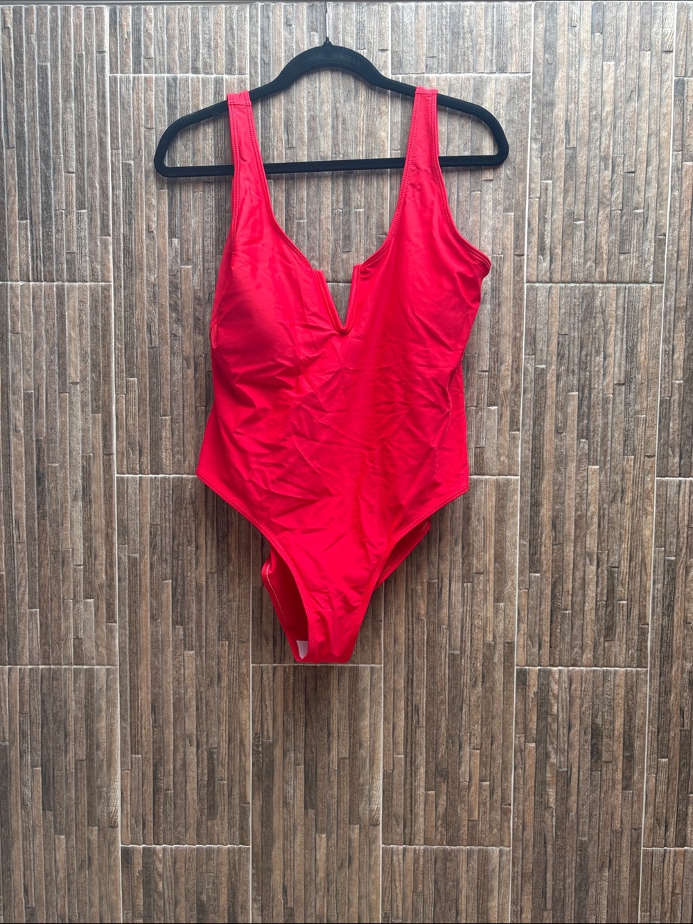 Red V-Plunge One-Piece Swimsuit